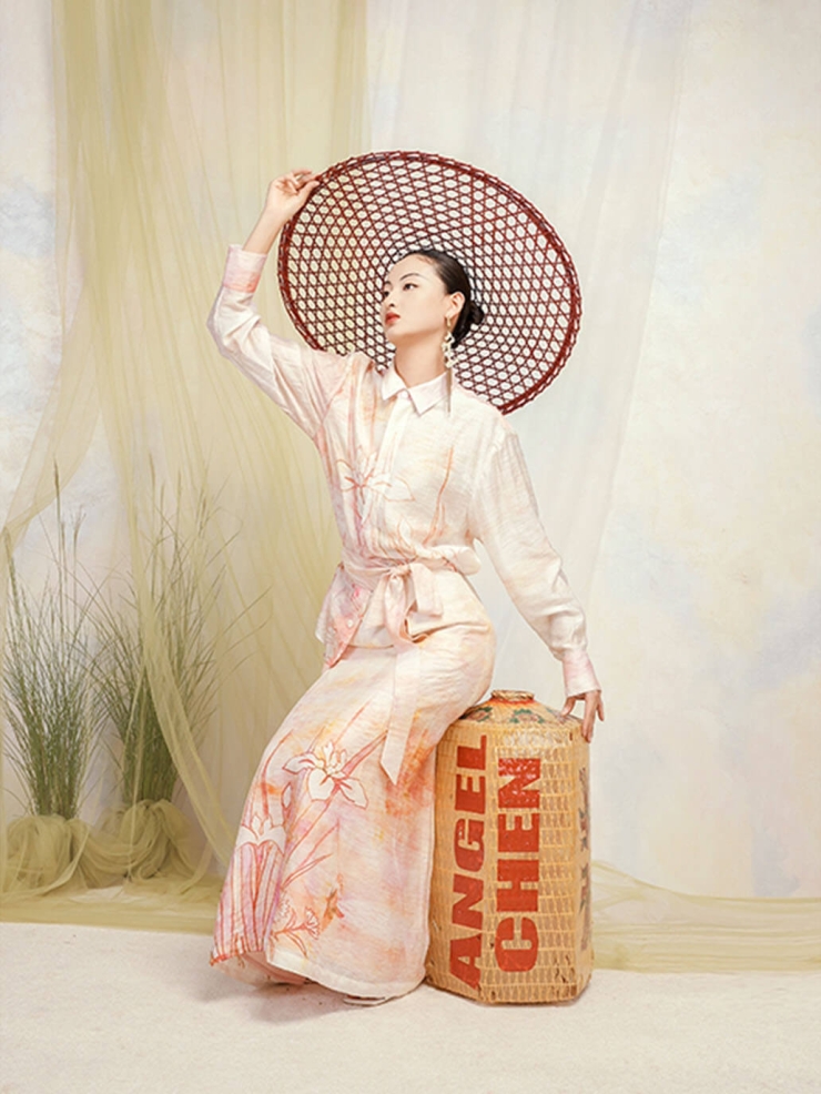 Pink Gradient Orchid Printed Wrap Skirt