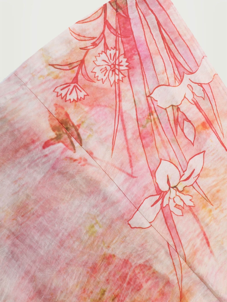 Pink Gradient Orchid Printed Wrap Skirt