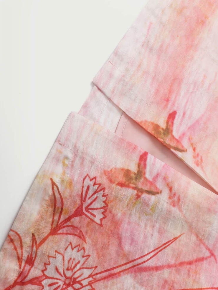 Pink Gradient Orchid Printed Wrap Skirt