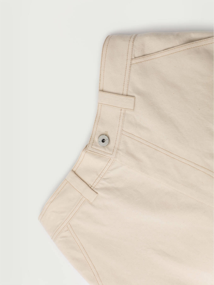 Cream Cotton Dragon Embroidery Trousers