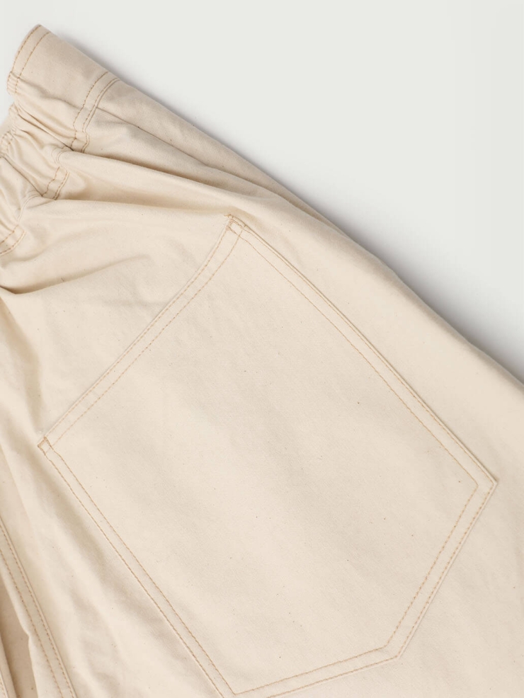 Cream Cotton Dragon Embroidery Trousers