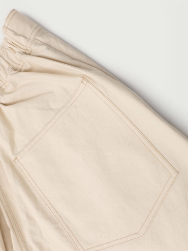 Cream Cotton Dragon Embroidery Trousers