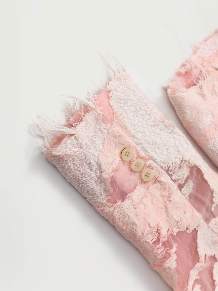 Pink Logo Chinese Knot Plant Dye Jacquard Blazer