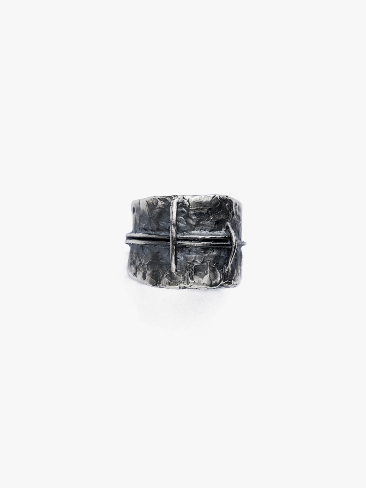 M.WONG Nestling Collection Black&White Silver Ring