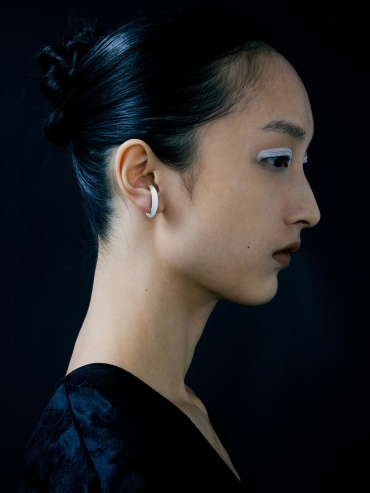 White Crescent Earrings