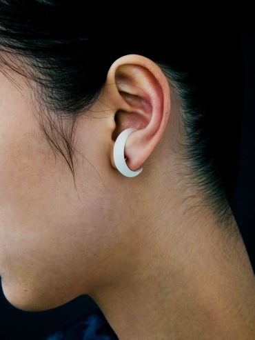 White Crescent Earrings