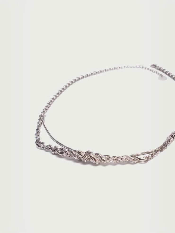 Silver Self-Winding Double Layer Necklace