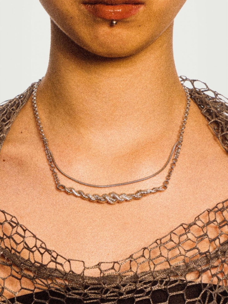 Silver Self-Winding Double Layer Necklace