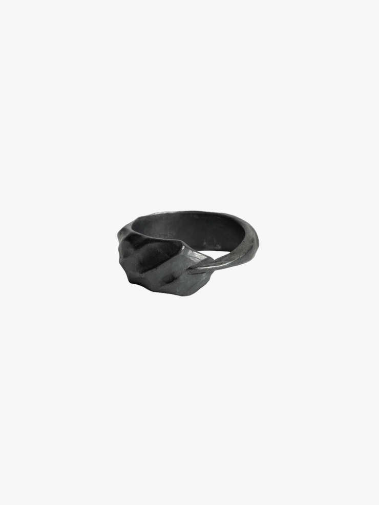 M.WONG Wind Collection Black Silver Ring