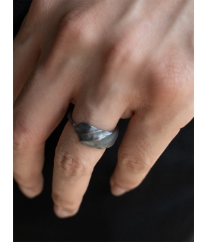 M.WONG Wind Collection Black Silver Ring
