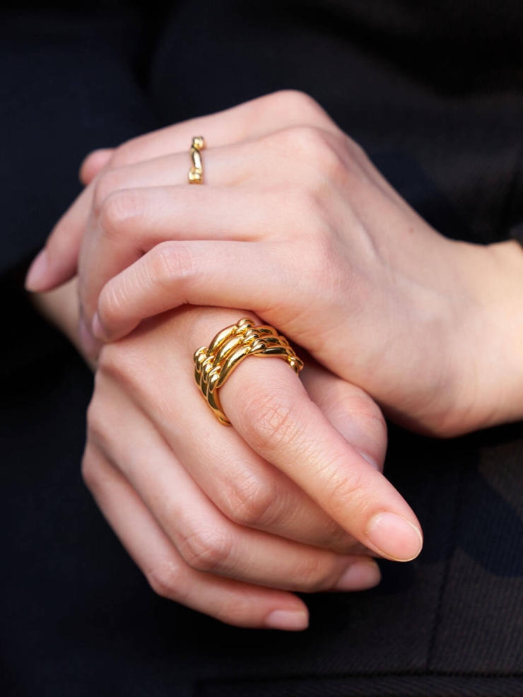 Gold Tie Triple Ring