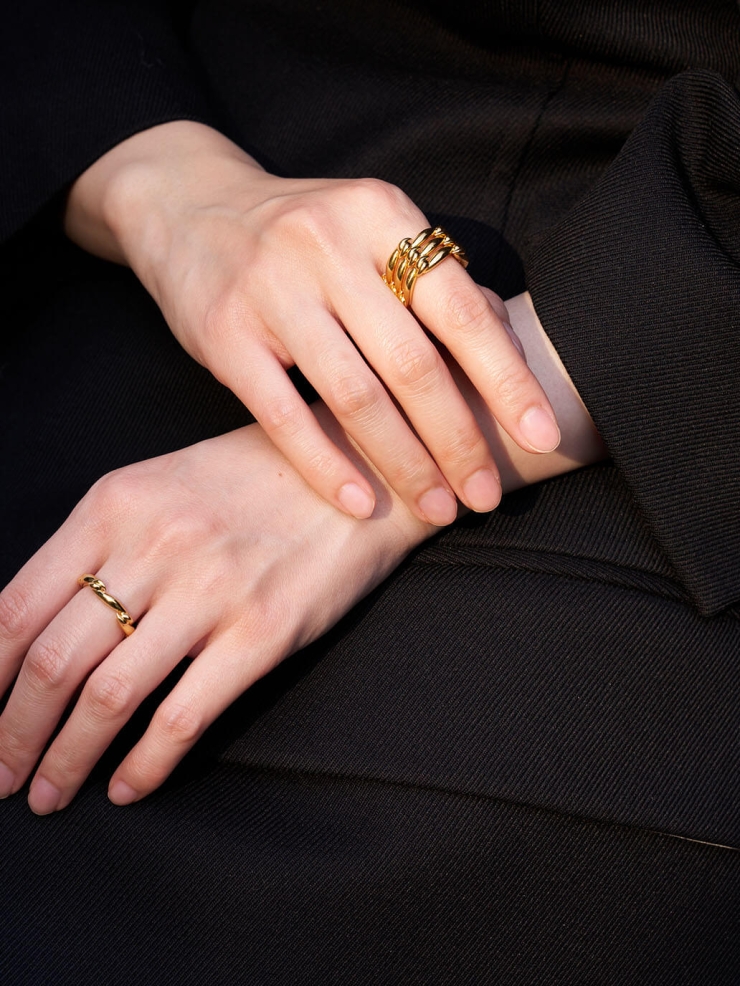 Gold Tie Triple Ring
