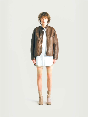 Brown Zippered Sheepskin Jacket