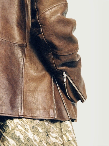 Brown Zippered Sheepskin Jacket