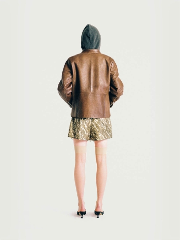 Brown Zippered Sheepskin Jacket