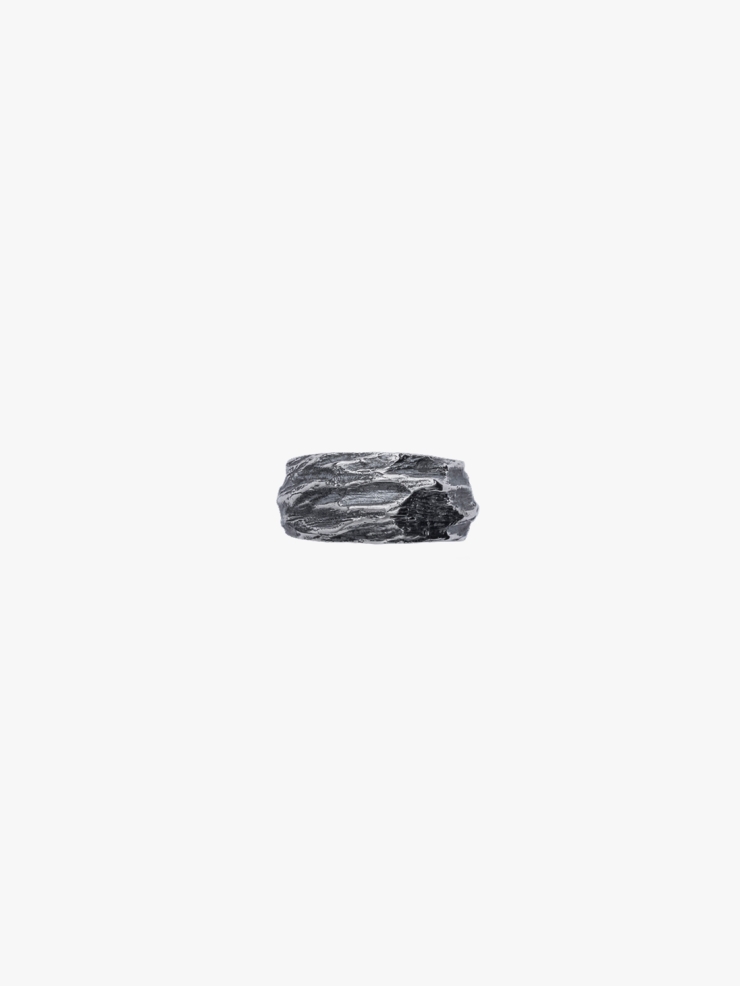 M.WONG Water Collection Black Silver Ring