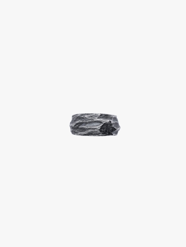 M.WONG Water Collection Black Silver Ring