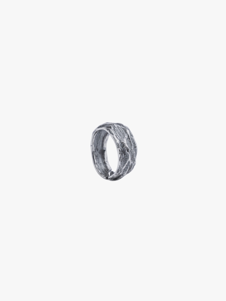 M.WONG Water Collection Black Silver Ring