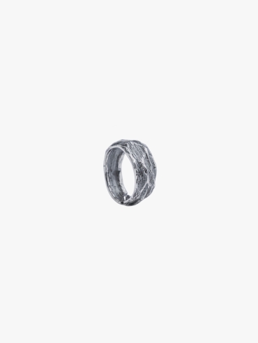 M.WONG Water Collection Black Silver Ring