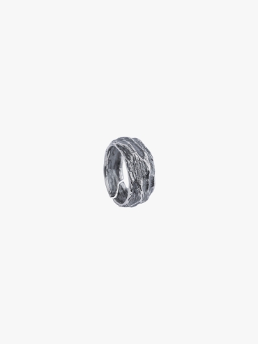 M.WONG Water Collection Black Silver Ring