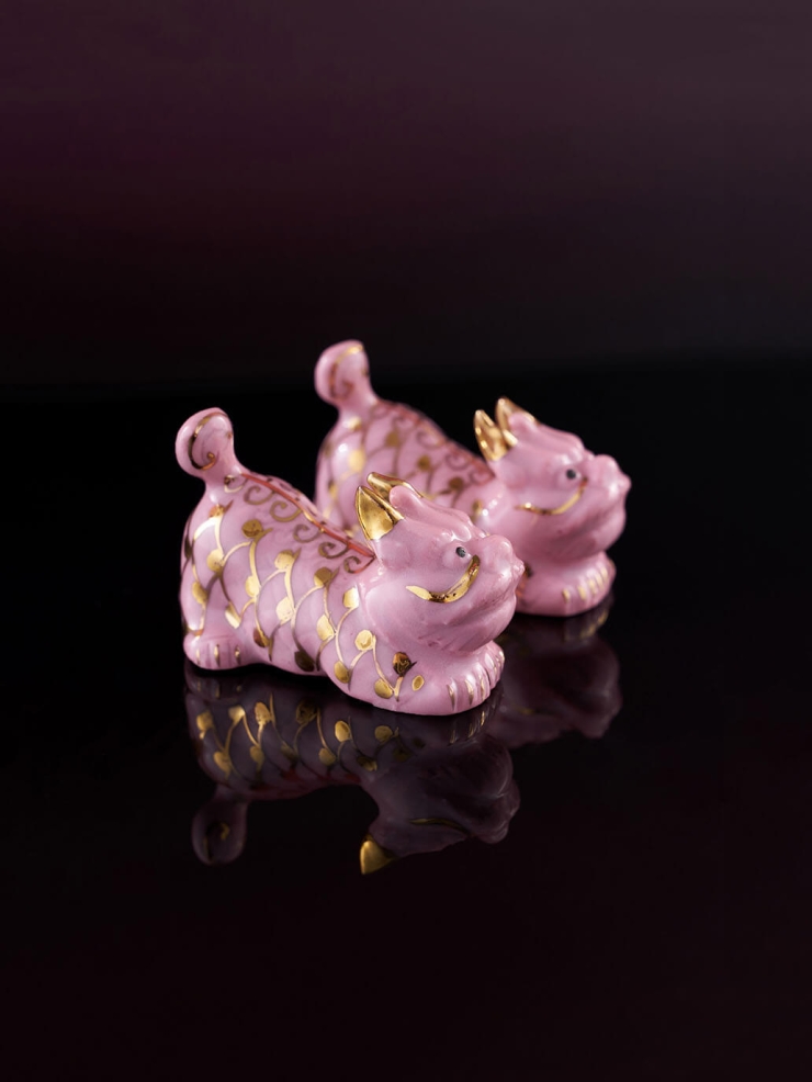 Pink Hand-Painted QI LIN Chopsticks Holder