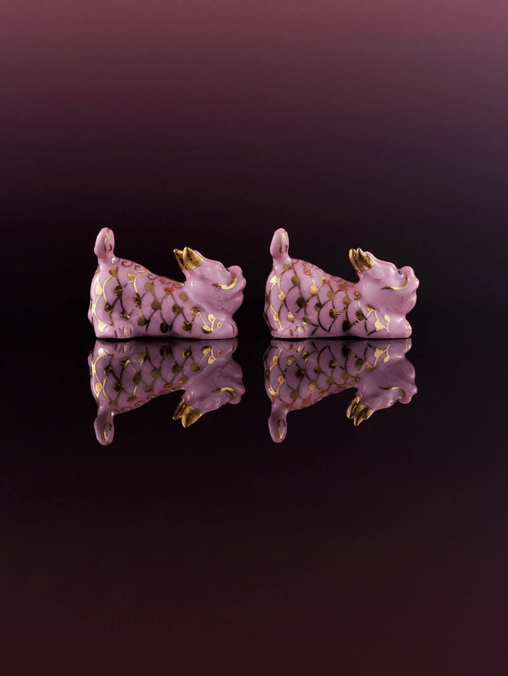 Pink Hand-Painted QI LIN Chopsticks Holder