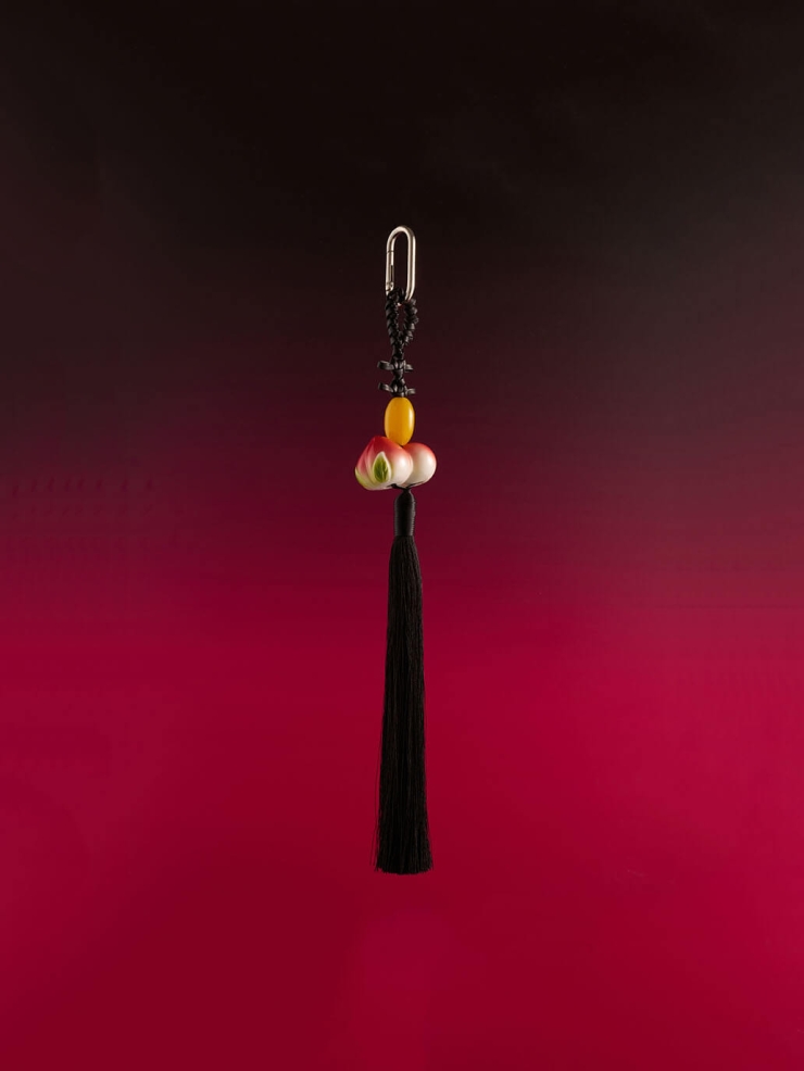 Black Walnut Leather Knot Black Tassel Bag Charm/Car Rearview Mirror Ornament