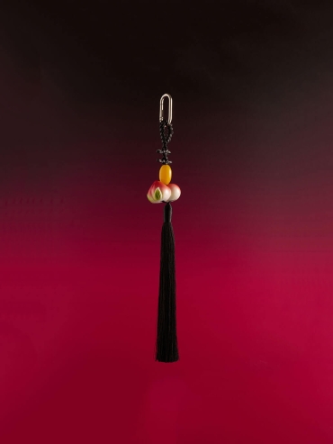 Black Walnut Leather Knot Black Tassel Bag Charm/Car Rearview Mirror Ornament