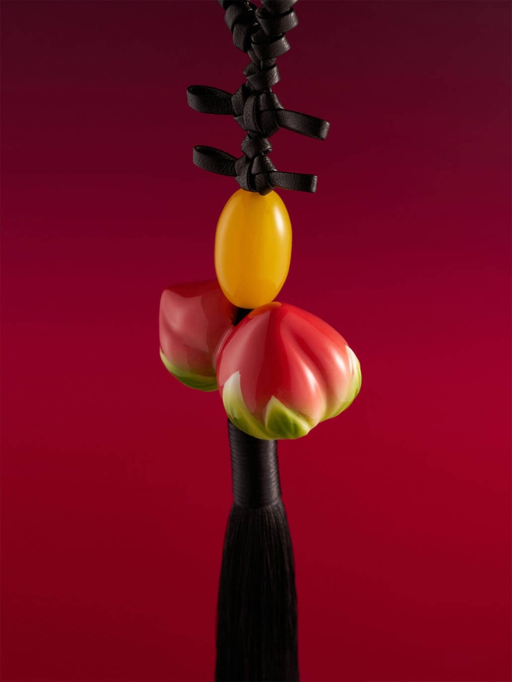 Black Walnut Leather Knot Black Tassel Bag Charm/Car Rearview Mirror Ornament