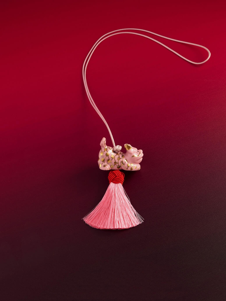 Pink QI LIN Tassel Long Lanyard/Necklace