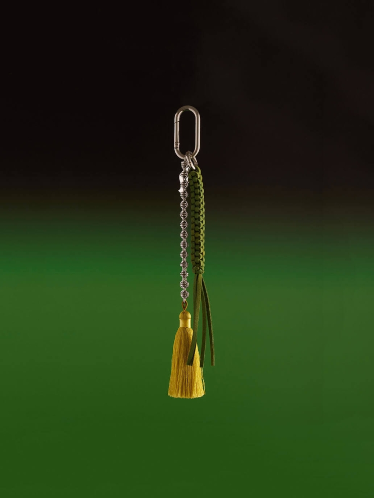 Green Mirror Moon Tasseled Metal Chain Bag Charm/Car Rearview Mirror Ornament