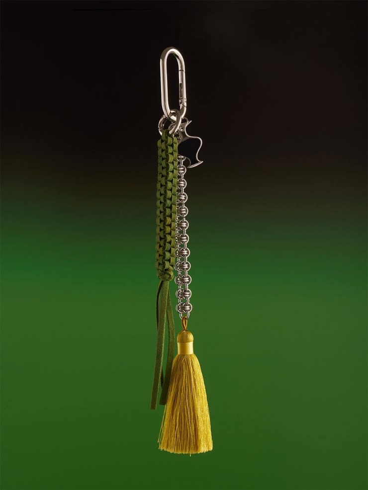 Green Mirror Moon Tasseled Metal Chain Bag Charm/Car Rearview Mirror Ornament