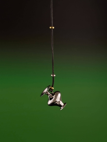 Silver Mirror Moon with White Gold Plating Necklace