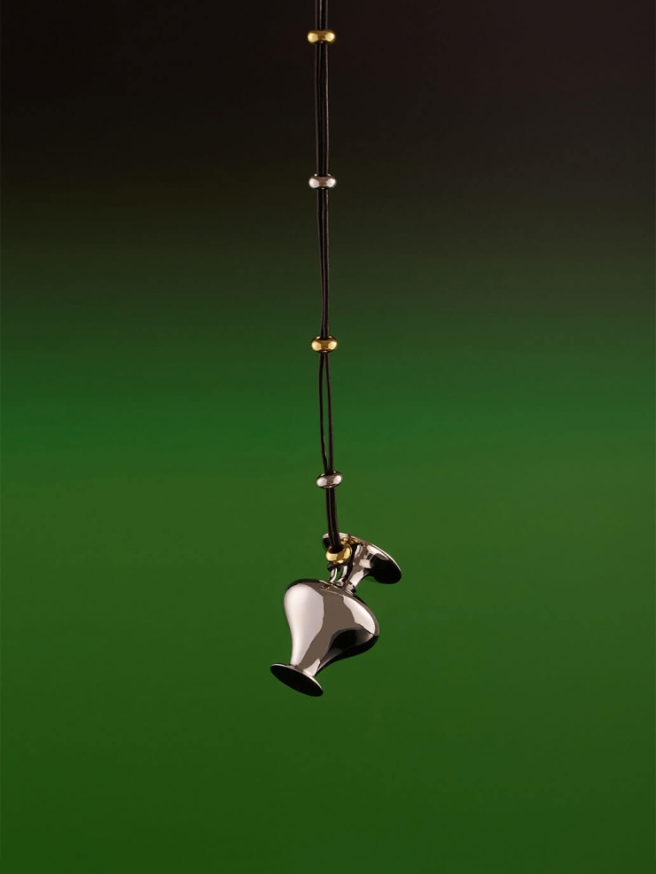 Silver Mirror Moon with White Gold Plating Necklace