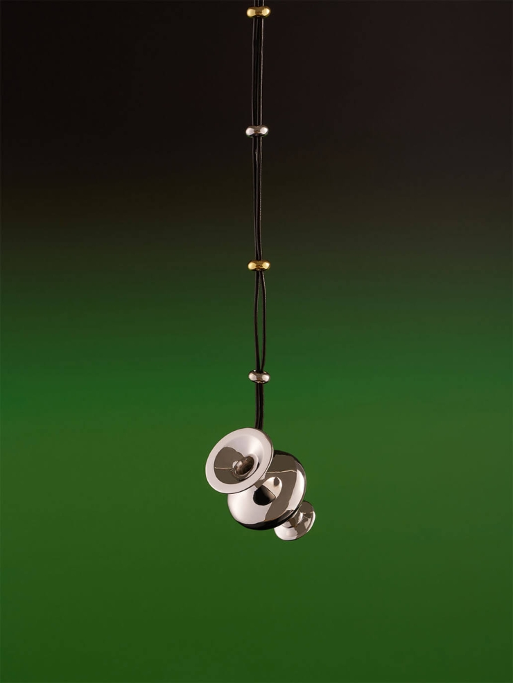 Silver Mirror Moon with White Gold Plating Necklace