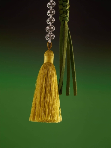 Green Mirror Moon Tasseled Metal Chain Bag Charm/Car Rearview Mirror Ornament