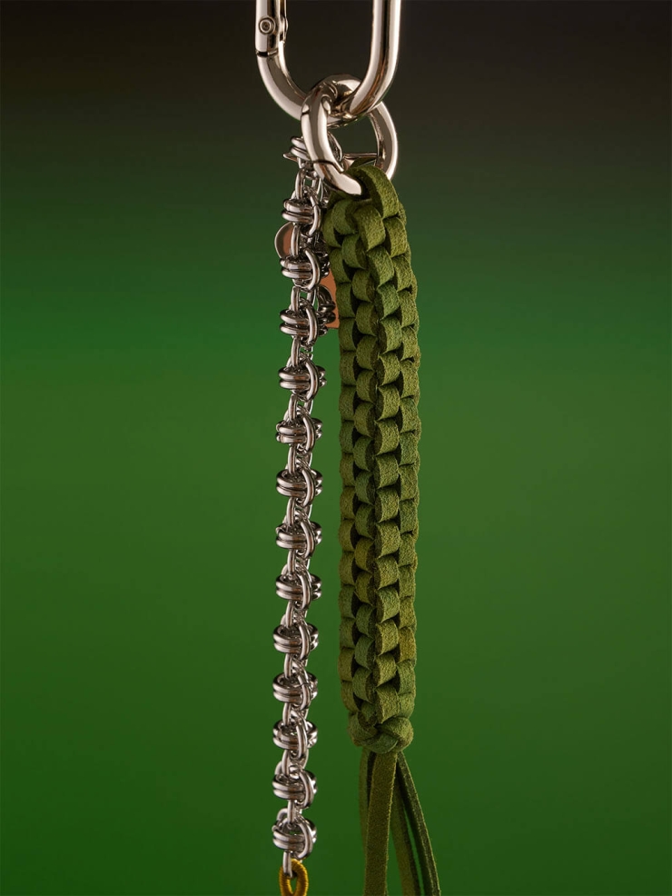 Green Mirror Moon Tasseled Metal Chain Bag Charm/Car Rearview Mirror Ornament