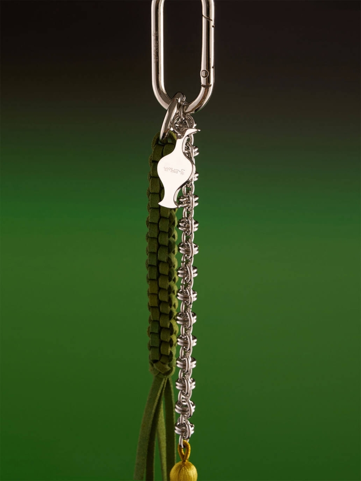 Green Mirror Moon Tasseled Metal Chain Bag Charm/Car Rearview Mirror Ornament