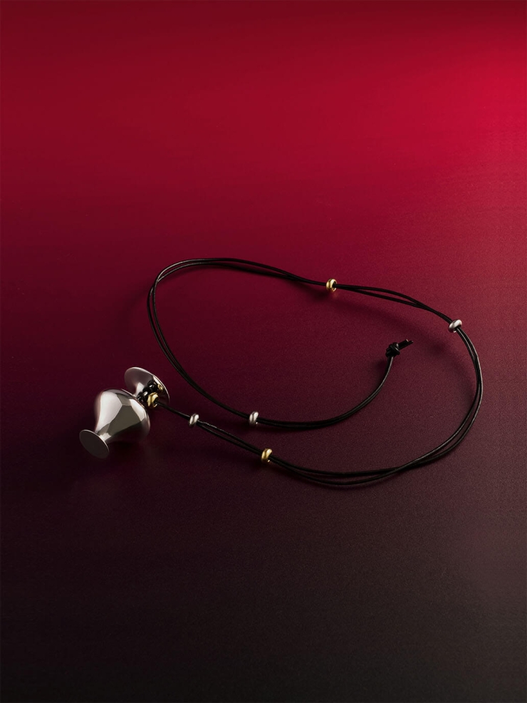 Silver Mirror Moon with White Gold Plating Necklace