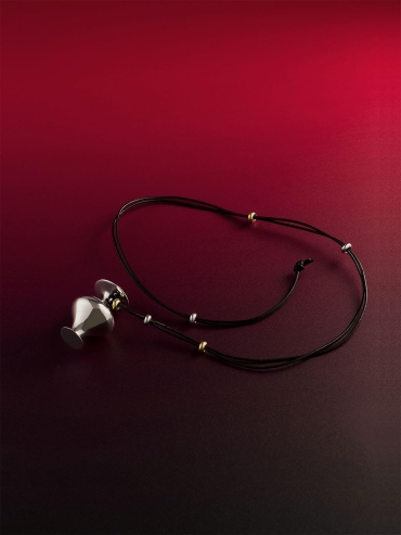 Silver Mirror Moon with White Gold Plating Necklace