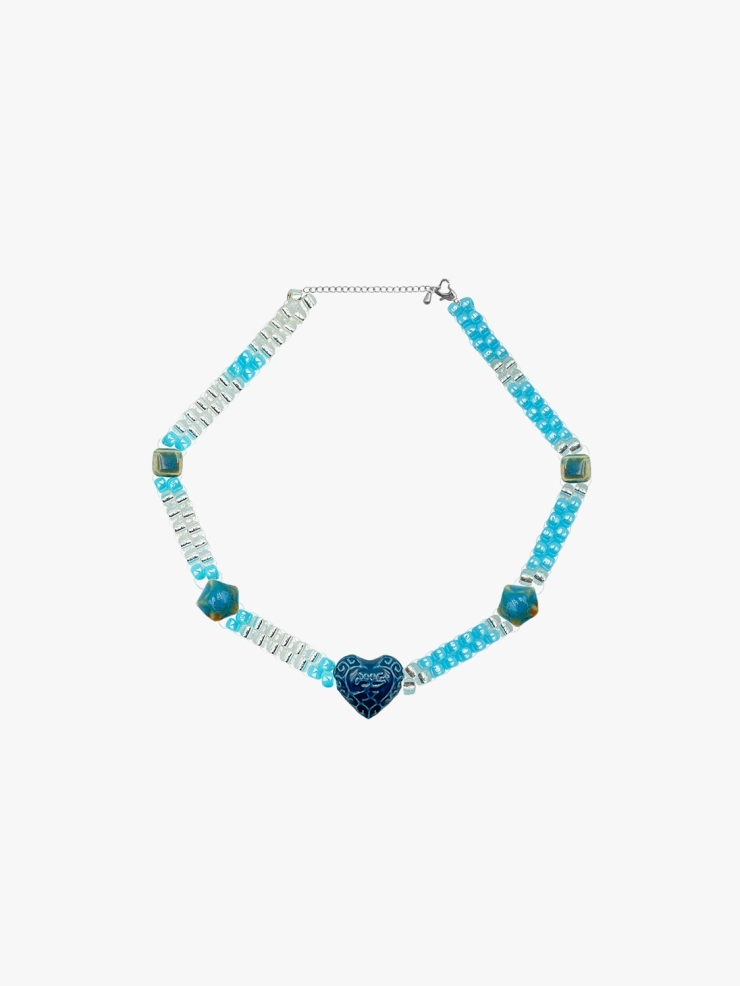 YUEQIQI BLUE CERAMIC BEADING NECKLACE