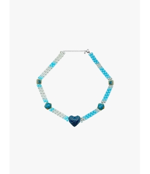 YUEQIQI BLUE CERAMIC BEADING NECKLACE