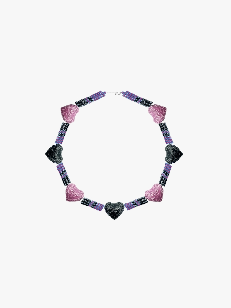 YUEQIQI VIOLET CERAMIC BEADING NECKLACE