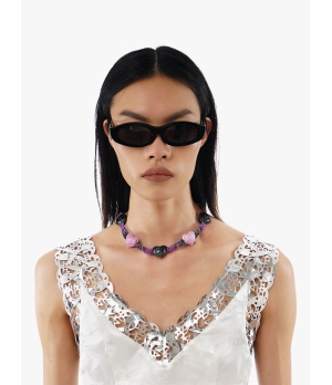 YUEQIQI VIOLET CERAMIC BEADING NECKLACE