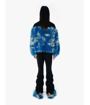 YUEQIQI BLUE FAUX FUR QIPAO JACKET