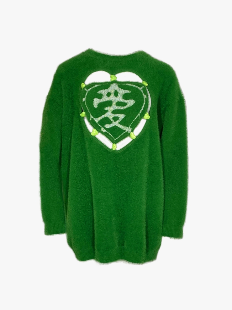 YUEQIQI GREEN "LOVE"SWEATER