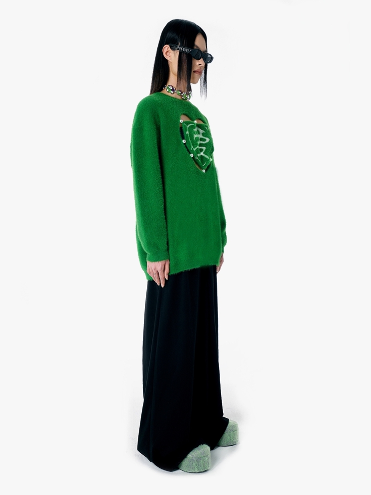 YUEQIQI GREEN "LOVE"SWEATER
