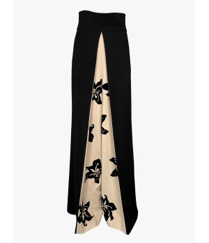 YUEQIQI YELLOW FLOCKING HIGH WAIST WIDE TROUSERS