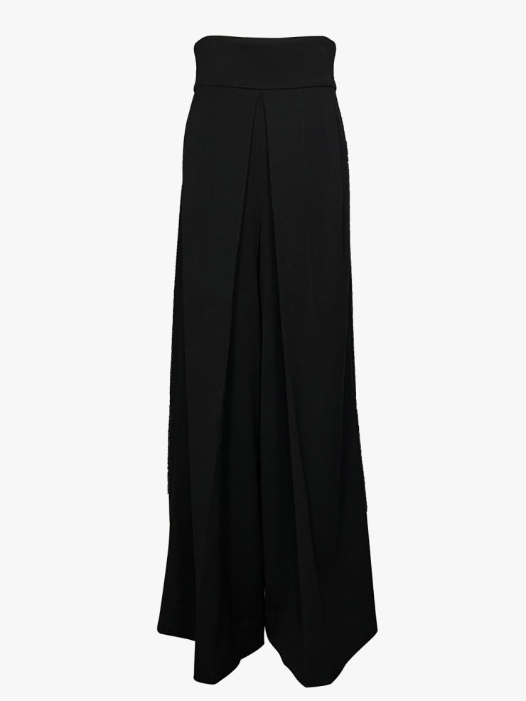 YUEQIQI BLACK HIGH WAIST WIDE TROUSERS
