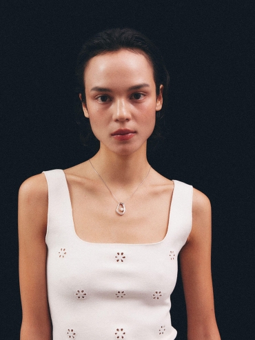 Silver Heart Pearl Necklace